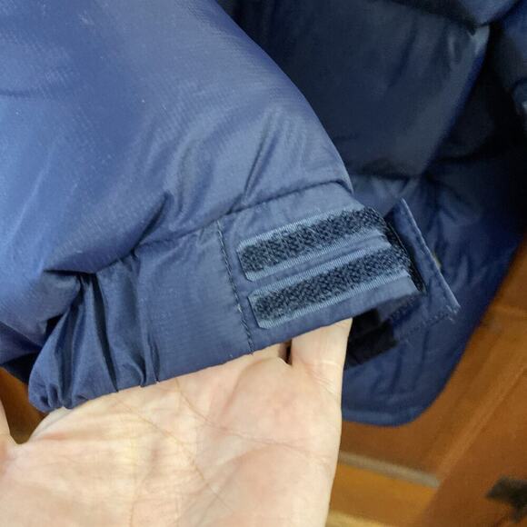 LL Bean men’s goose down puffer jacket Sz M Blue Coat Outdoor Hiking Zip Pocket - Picture 5 of 10